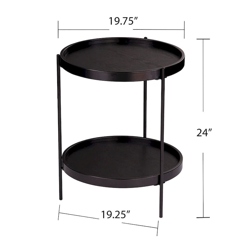 Table d'appoint en bois ronde de style moderne avec étagère