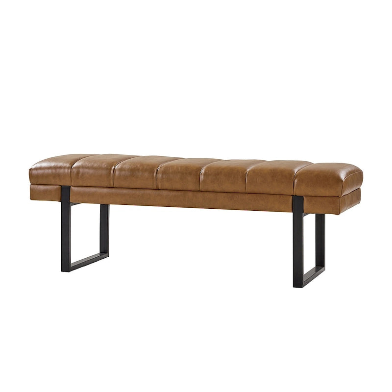 Banc moderne capitonné de 52,5 po avec pieds en métal
