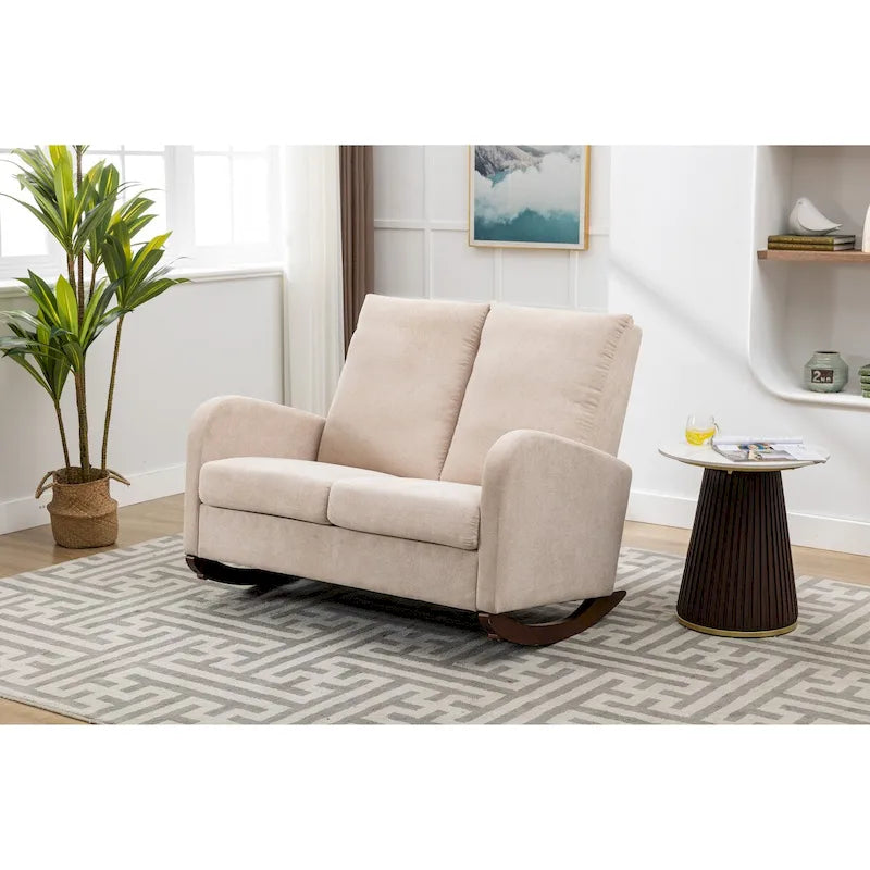 Fauteuil à bascule rembourré, fauteuil à bascule de style moderne du milieu du siècle avec grand dossier, pour salon