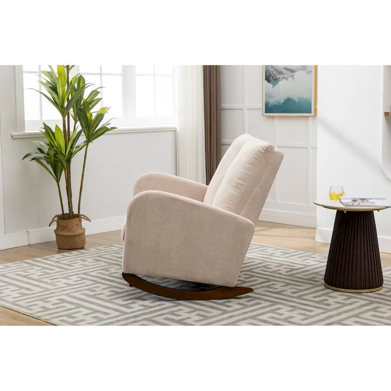 Fauteuil à bascule rembourré, fauteuil à bascule de style moderne du milieu du siècle avec grand dossier, pour salon