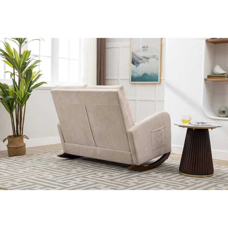 Fauteuil à bascule rembourré, fauteuil à bascule de style moderne du milieu du siècle avec grand dossier, pour salon