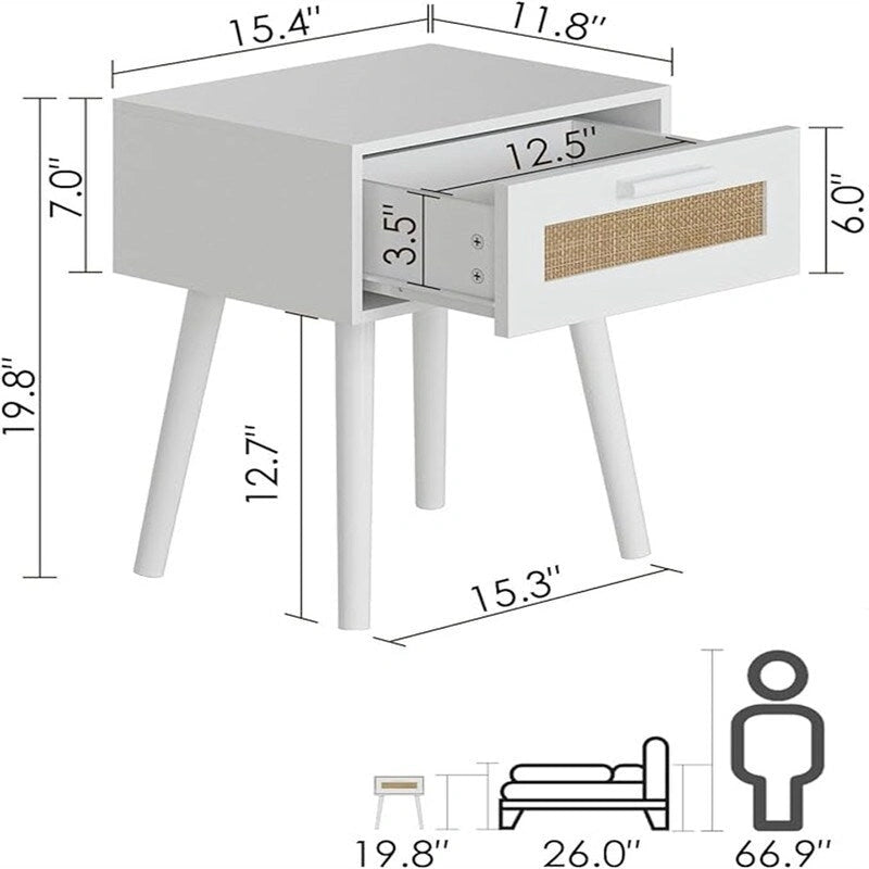 Tables de chevet en bois pour chambres à coucher - 11,81P x 15,35L x 19,69H