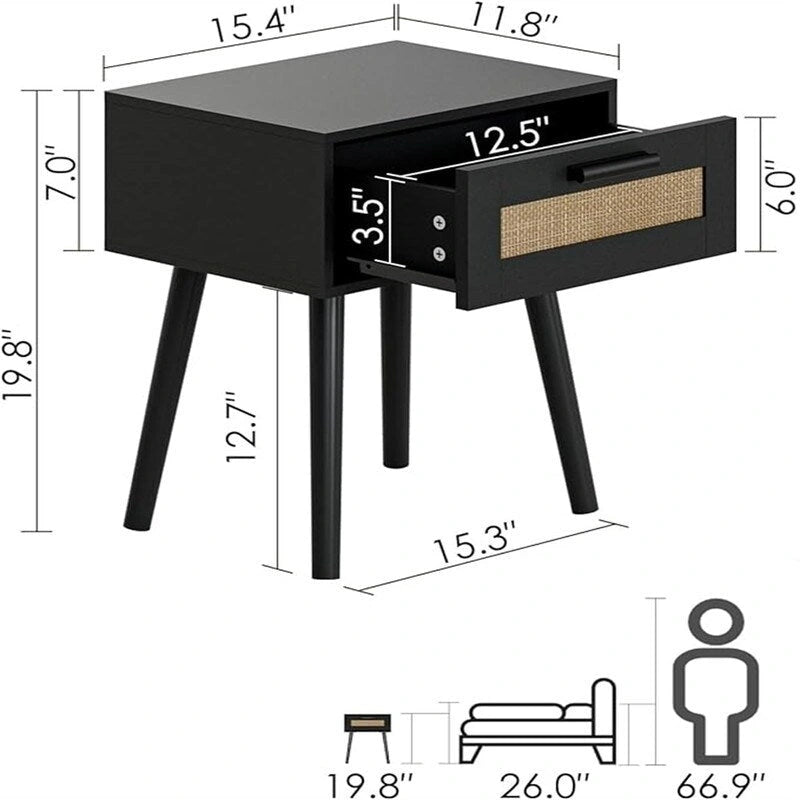 Tables de chevet en bois pour chambres à coucher - 11,81P x 15,35L x 19,69H