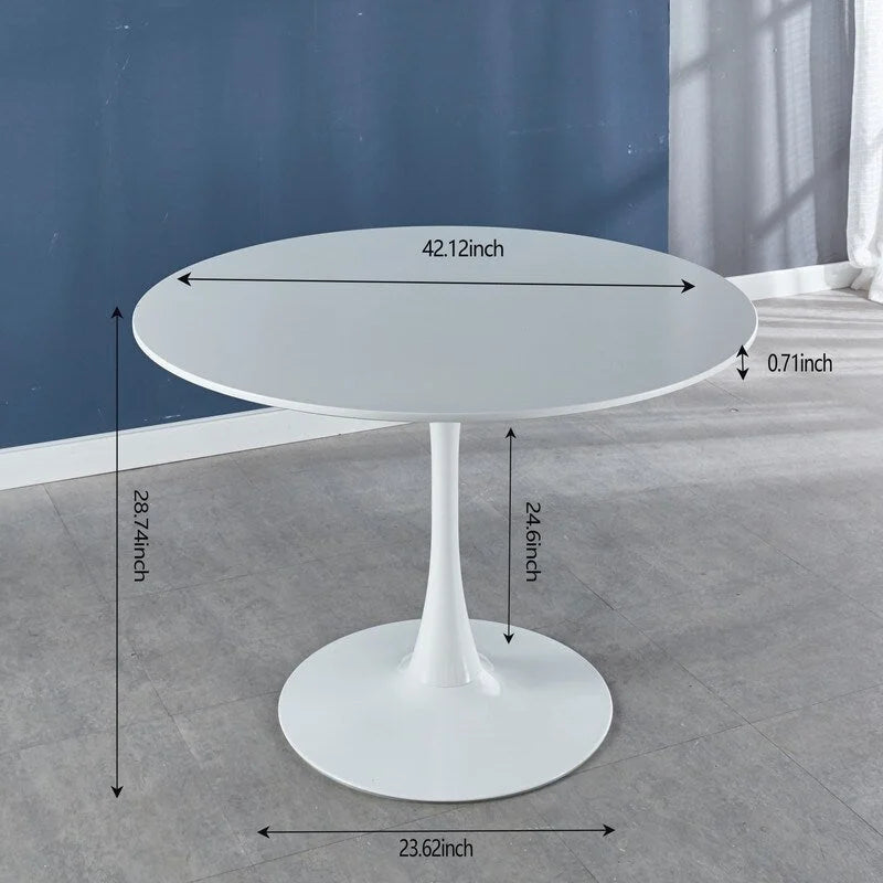 42.1 Table de salle à manger Tulipe avec plateau rond et pied, pour 4-6 personnes