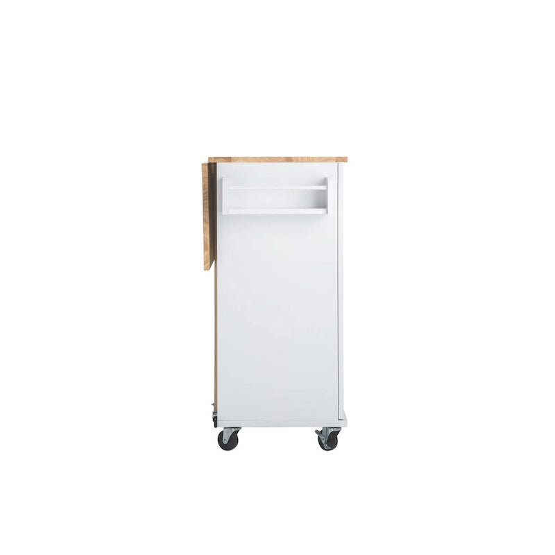 Îlot de cuisine mobile et chariot de cuisine, avec plateau extensible en bois d'hévéa et 3 tiroirs - 53,93(L) x 17(l) x 36,22(H)