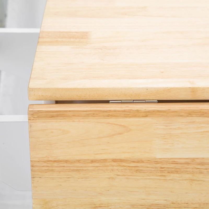 Îlot de cuisine mobile et chariot de cuisine, avec plateau extensible en bois d'hévéa et 3 tiroirs - 53,93(L) x 17(l) x 36,22(H)