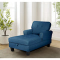Chaise longue d'intérieur, canapé-lit, fauteuil rembourré pour chambre à coucher et salon avec rivets, bleu
