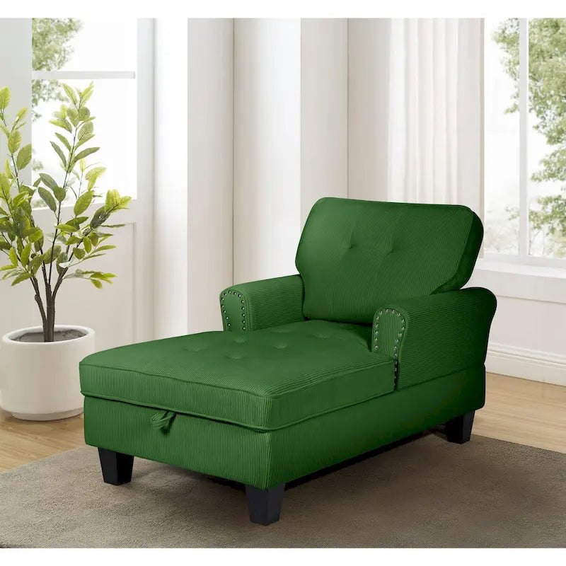 Chaise longue d'intérieur, canapé-lit, fauteuil rembourré pour chambre à coucher et salon avec rivets, bleu