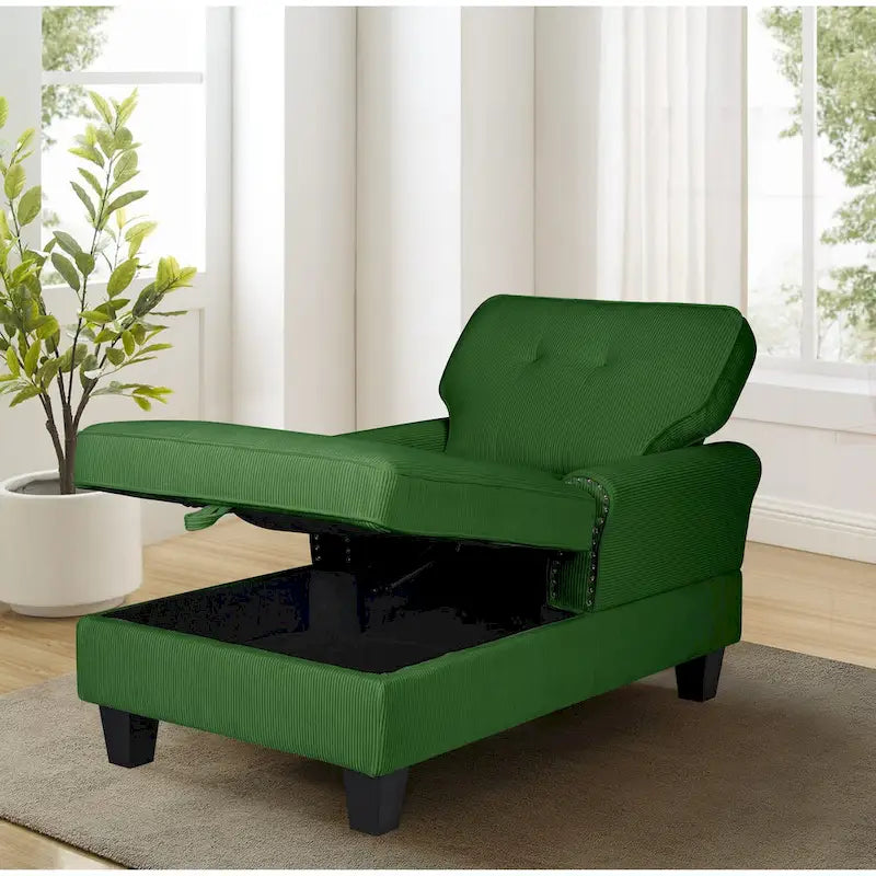 Chaise longue d'intérieur, canapé-lit, fauteuil rembourré pour chambre à coucher et salon avec rivets, bleu