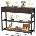 Table d'entrée de 11,8 P x 47,2 L x 31,8 H avec prises électriques et ports USB
