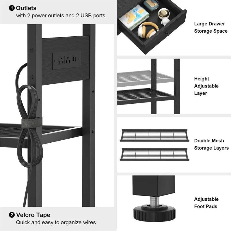 Table d'entrée de 11,8 P x 47,2 L x 31,8 H avec prises électriques et ports USB