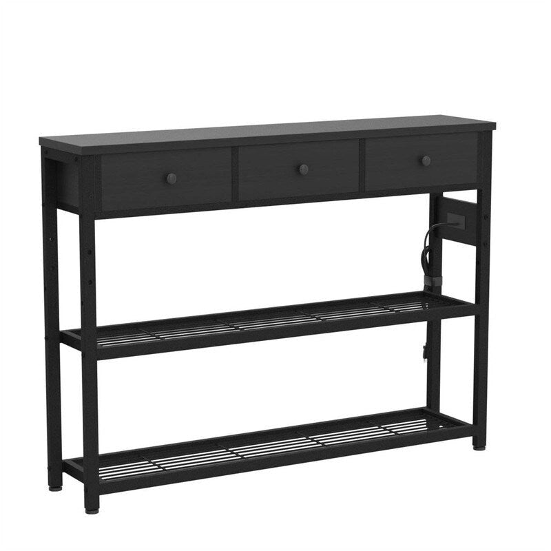 Table d'entrée de 11,8 P x 47,2 L x 31,8 H avec prises électriques et ports USB