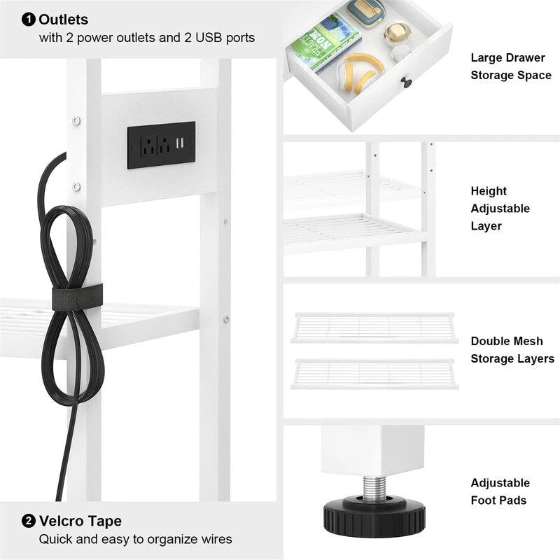 Table d'entrée de 11,8 P x 47,2 L x 31,8 H avec prises électriques et ports USB