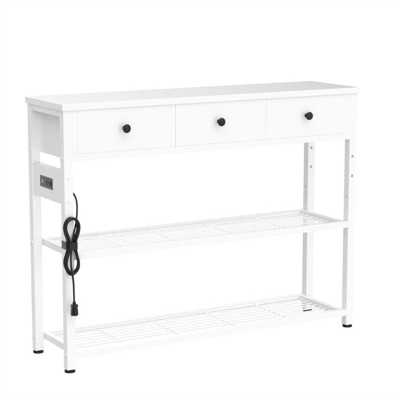 Table d'entrée de 11,8 P x 47,2 L x 31,8 H avec prises électriques et ports USB