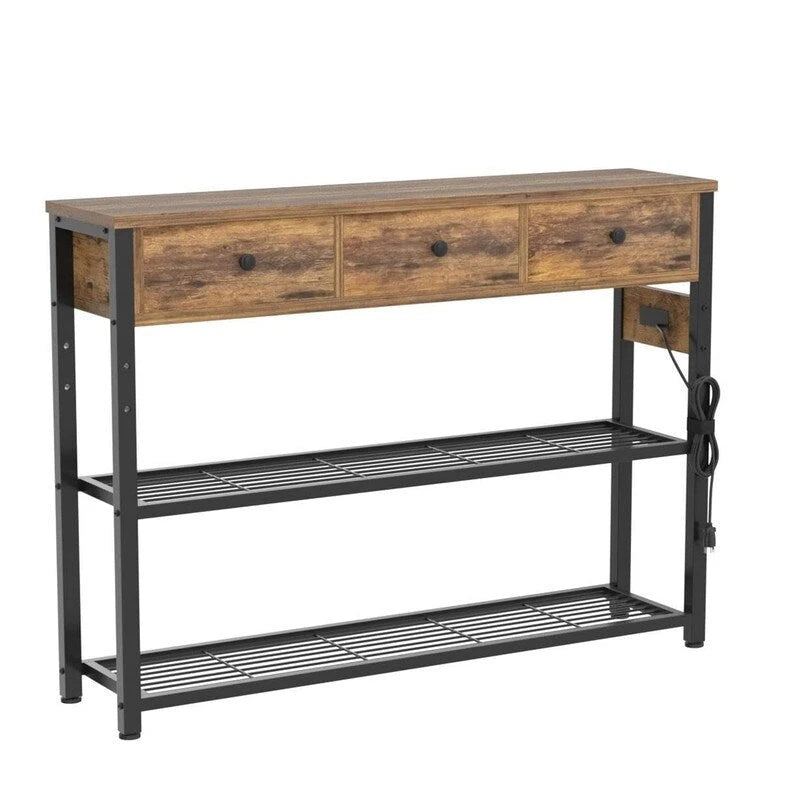 Table d'entrée de 11,8 P x 47,2 L x 31,8 H avec prises électriques et ports USB