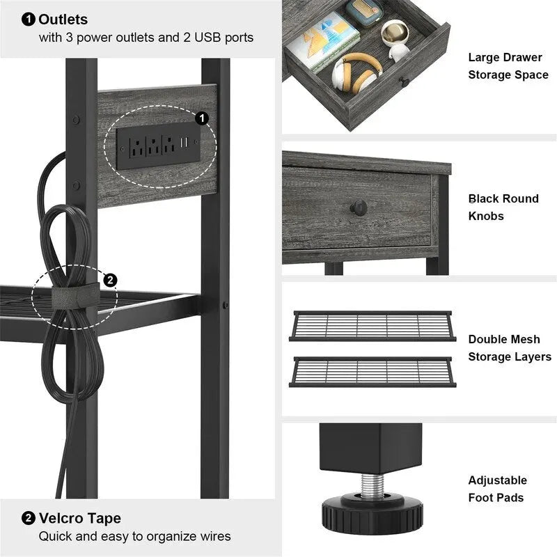 Table d'entrée de 11,8 P x 47,2 L x 31,8 H avec prises électriques et ports USB