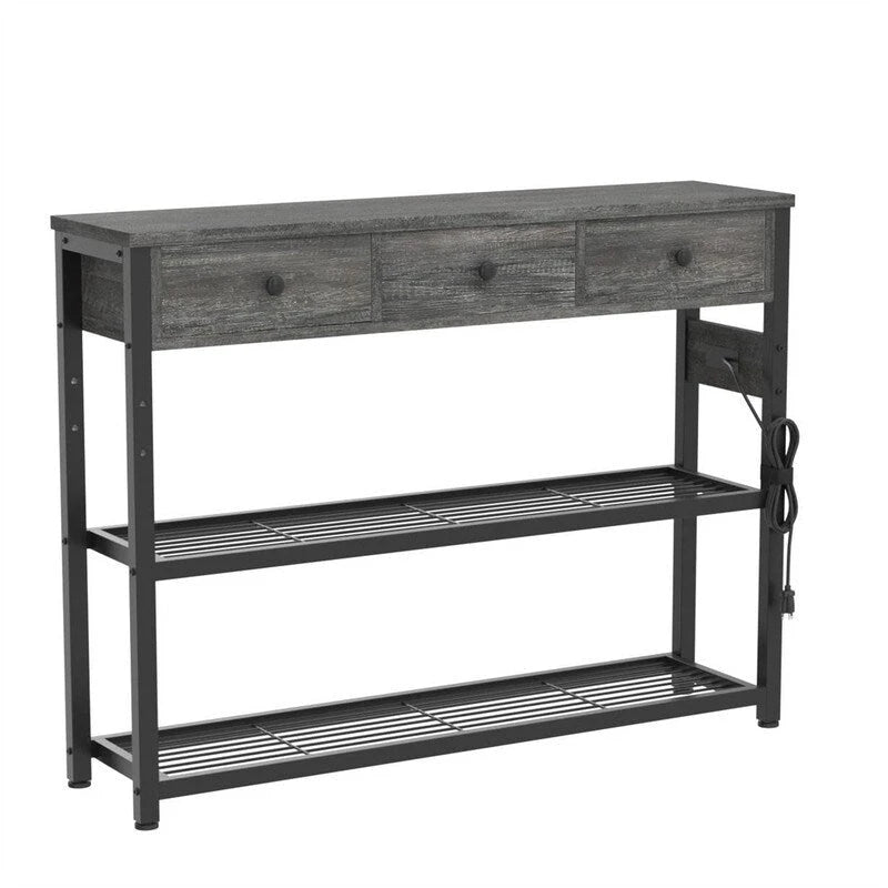 Table d'entrée de 11,8 P x 47,2 L x 31,8 H avec prises électriques et ports USB
