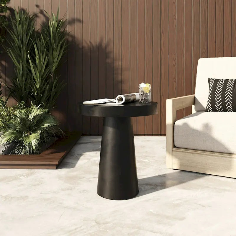 Table d'appoint ronde moderne en béton noir