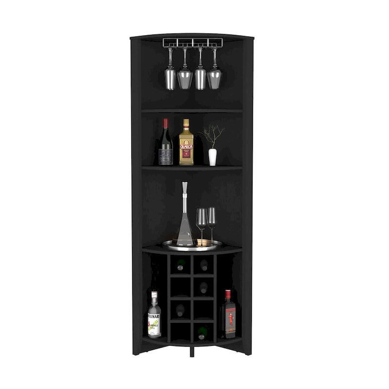 Meuble de bar d'angle pour cuisine, salle à manger, salon, noir