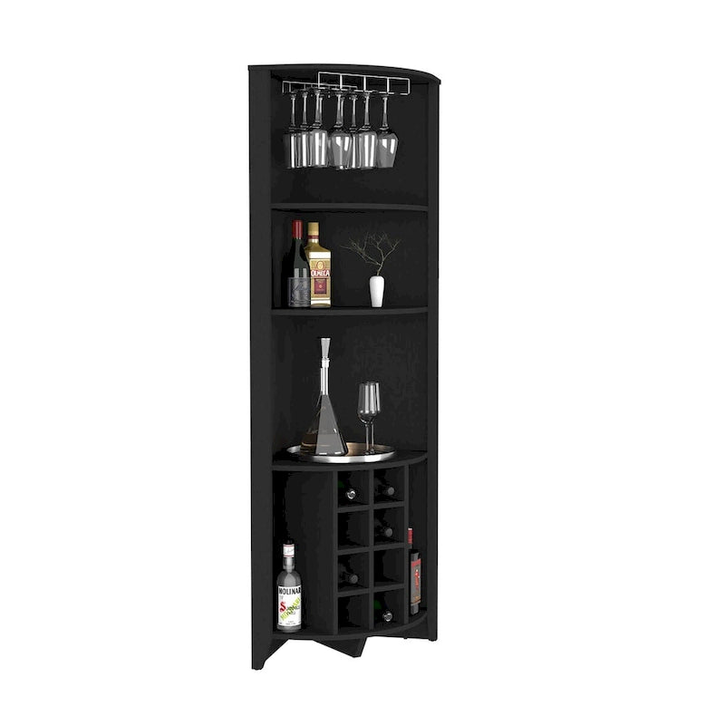 Meuble de bar d'angle pour cuisine, salle à manger, salon, noir