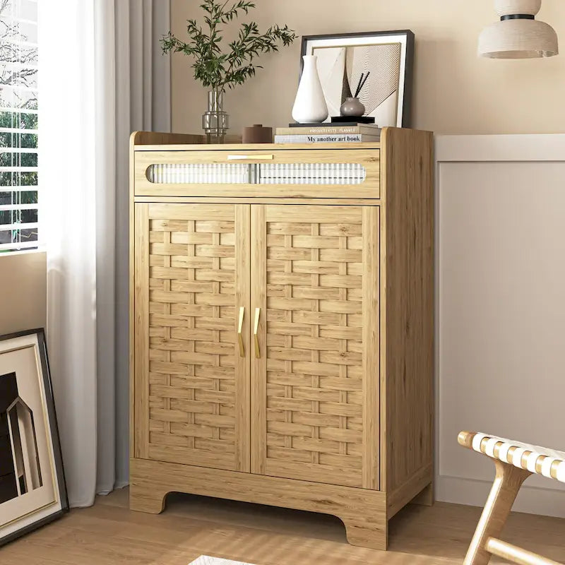 Meuble bar à café, buffet de salle à manger moderne de style ferme avec tiroir et étagère réglable, meuble de rangement de cuisine avec porte de grange