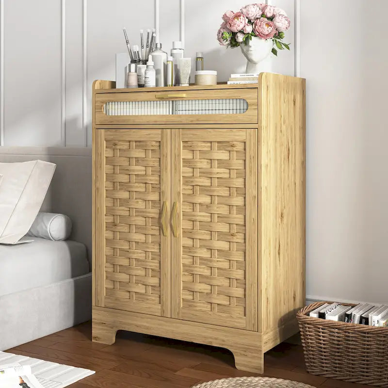 Meuble bar à café, buffet de salle à manger moderne de style ferme avec tiroir et étagère réglable, meuble de rangement de cuisine avec porte de grange