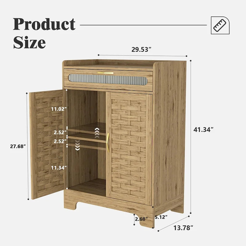 Meuble bar à café, buffet de salle à manger moderne de style ferme avec tiroir et étagère réglable, meuble de rangement de cuisine avec porte de grange