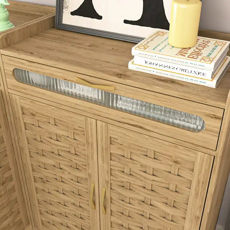 Meuble bar à café, buffet de salle à manger moderne de style ferme avec tiroir et étagère réglable, meuble de rangement de cuisine avec porte de grange