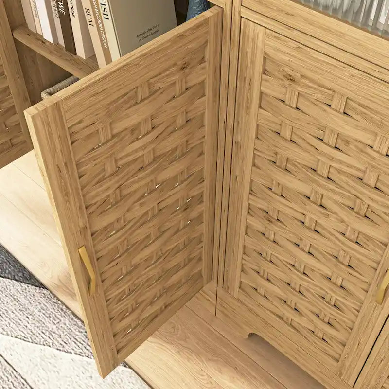 Meuble bar à café, buffet de salle à manger moderne de style ferme avec tiroir et étagère réglable, meuble de rangement de cuisine avec porte de grange