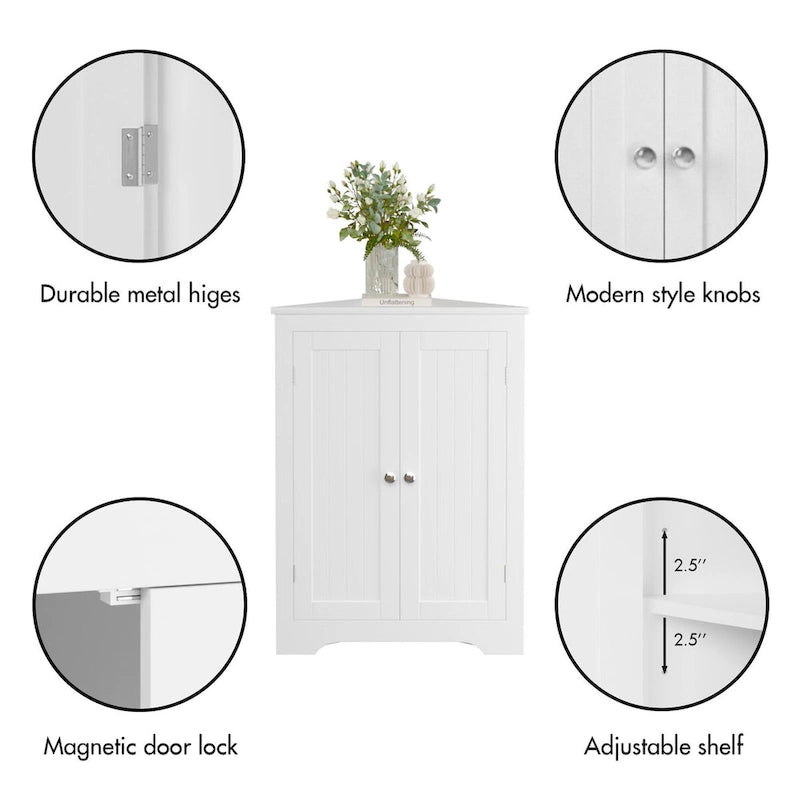 Meuble d'angle bas avec 2 portes et étagères réglables