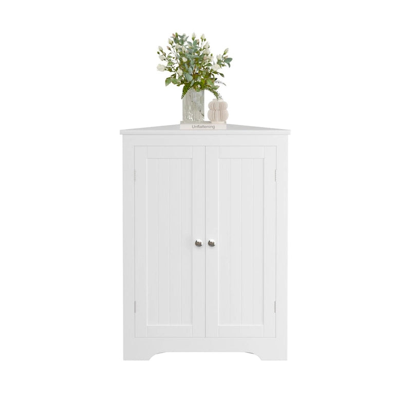 Meuble d'angle bas avec 2 portes et étagères réglables