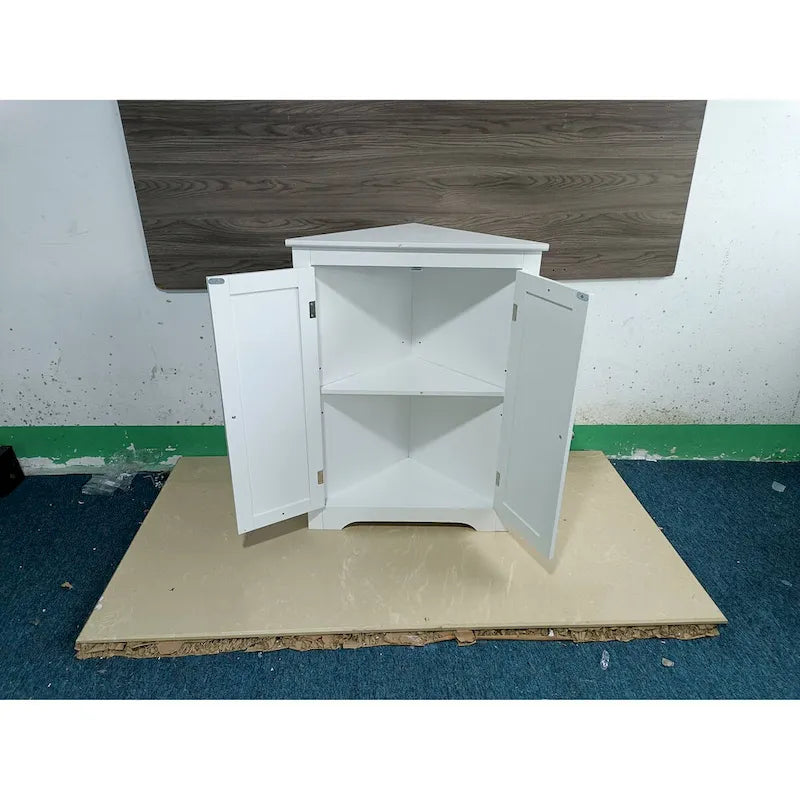 Meuble d'angle bas avec 2 portes et étagères réglables